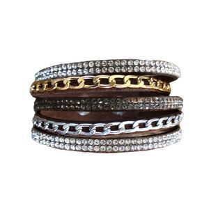 Ladies fashion bracelet faux leather chain mix